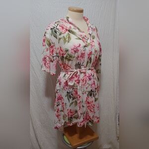 Show Me Your MuMu Pink and Green Floral Robe OS